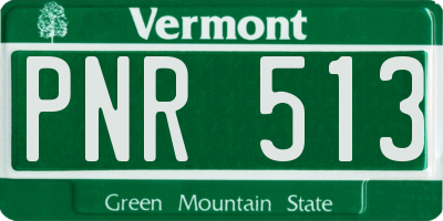 VT license plate PNR513