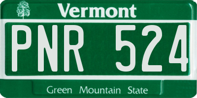 VT license plate PNR524