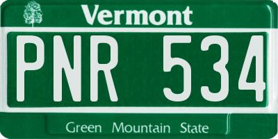 VT license plate PNR534