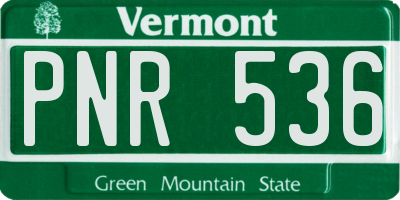 VT license plate PNR536