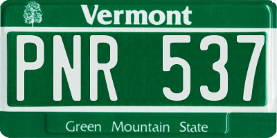 VT license plate PNR537