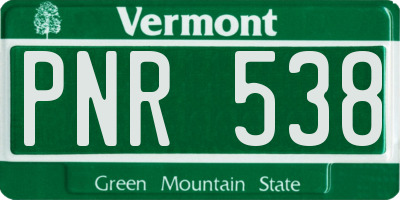 VT license plate PNR538