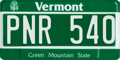 VT license plate PNR540