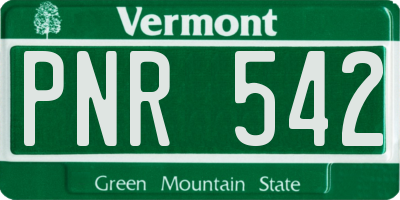 VT license plate PNR542