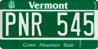 VT license plate PNR545