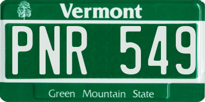 VT license plate PNR549