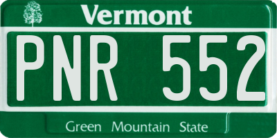 VT license plate PNR552