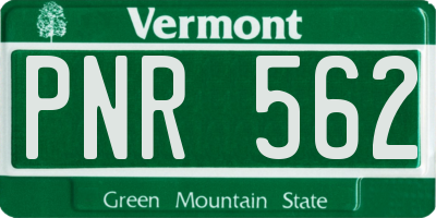 VT license plate PNR562