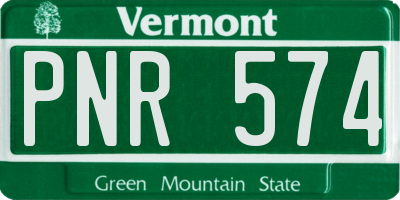 VT license plate PNR574