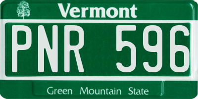 VT license plate PNR596