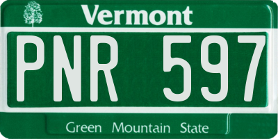 VT license plate PNR597