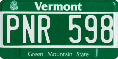 VT license plate PNR598