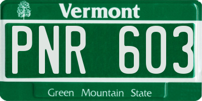 VT license plate PNR603