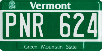 VT license plate PNR624