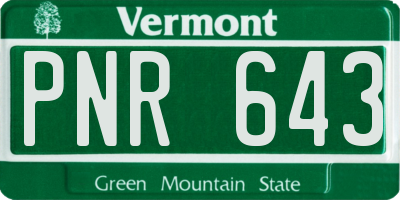 VT license plate PNR643