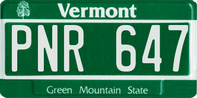 VT license plate PNR647