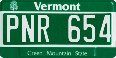 VT license plate PNR654