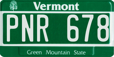 VT license plate PNR678