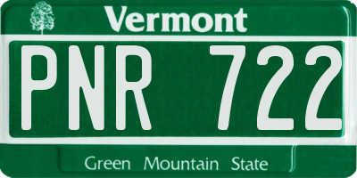VT license plate PNR722