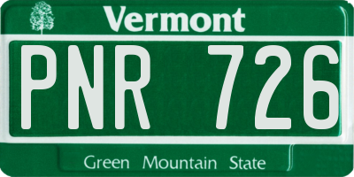 VT license plate PNR726