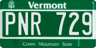 VT license plate PNR729