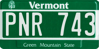 VT license plate PNR743