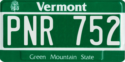 VT license plate PNR752