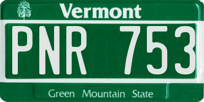 VT license plate PNR753