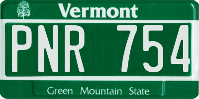 VT license plate PNR754