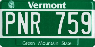 VT license plate PNR759