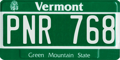VT license plate PNR768
