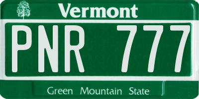 VT license plate PNR777