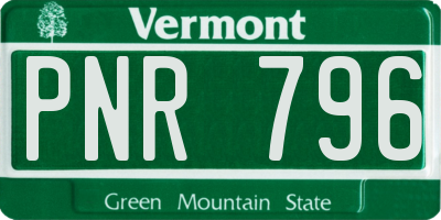 VT license plate PNR796