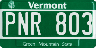 VT license plate PNR803