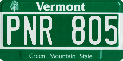 VT license plate PNR805