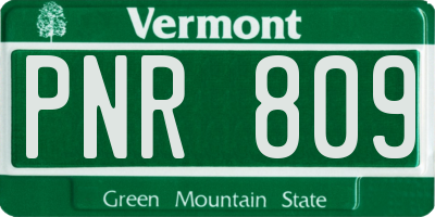 VT license plate PNR809