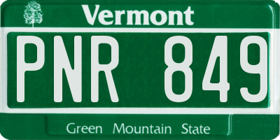 VT license plate PNR849