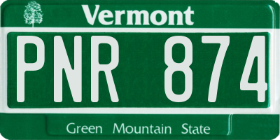 VT license plate PNR874