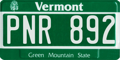 VT license plate PNR892