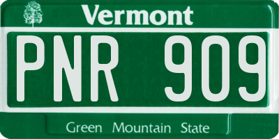VT license plate PNR909