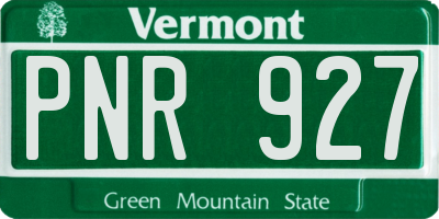 VT license plate PNR927