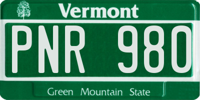 VT license plate PNR980