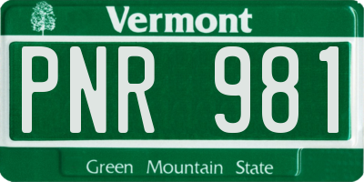 VT license plate PNR981