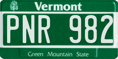 VT license plate PNR982