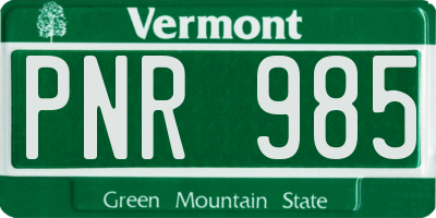 VT license plate PNR985