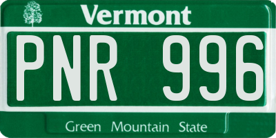 VT license plate PNR996