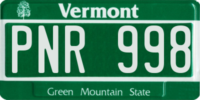 VT license plate PNR998