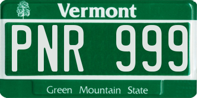VT license plate PNR999
