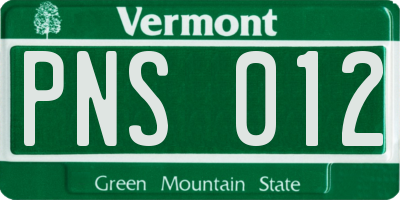 VT license plate PNS012