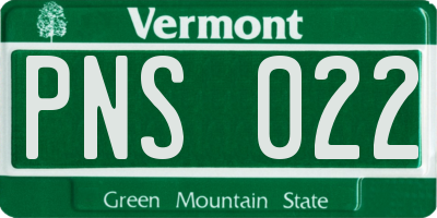 VT license plate PNS022